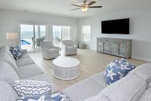 TV - Oceanfront 7 BR Beach House with a Private Pool! Sandy Days (Surfside Beach)