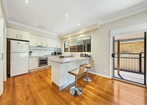 Fridge, microwave, oven, dishwasher