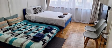 1 間睡房、熨斗/熨衫板、Wi-Fi、床單