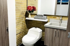 Douche, serviettes fournies