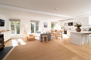 TV, fireplace - Luxury, dog friendly, one bedroom holiday apartment sleeping two in Lynmouth (Lynmouth,)