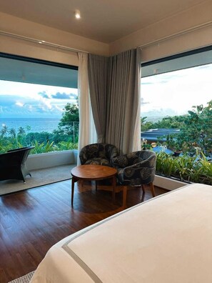 Deluxe Double Room, Pool View | In-room safe, desk, laptop workspace, blackout curtains