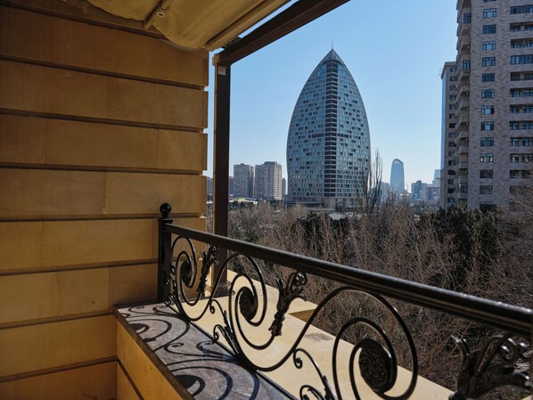 Junior suite, balkon, uitzicht op park | Uitzicht op de stad