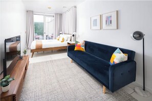 1 bedroom, iron/ironing board, travel crib, bed sheets