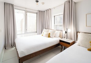 1 bedroom, iron/ironing board, travel crib, bed sheets