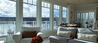 Lakefront Home on Washademoak Lake with Dock and 255 ft of Water Frontage.    