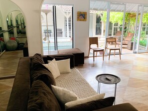 Comfort Room, 2 Bedrooms, Private Pool | Living area | 32-inch Smart TV with digital channels