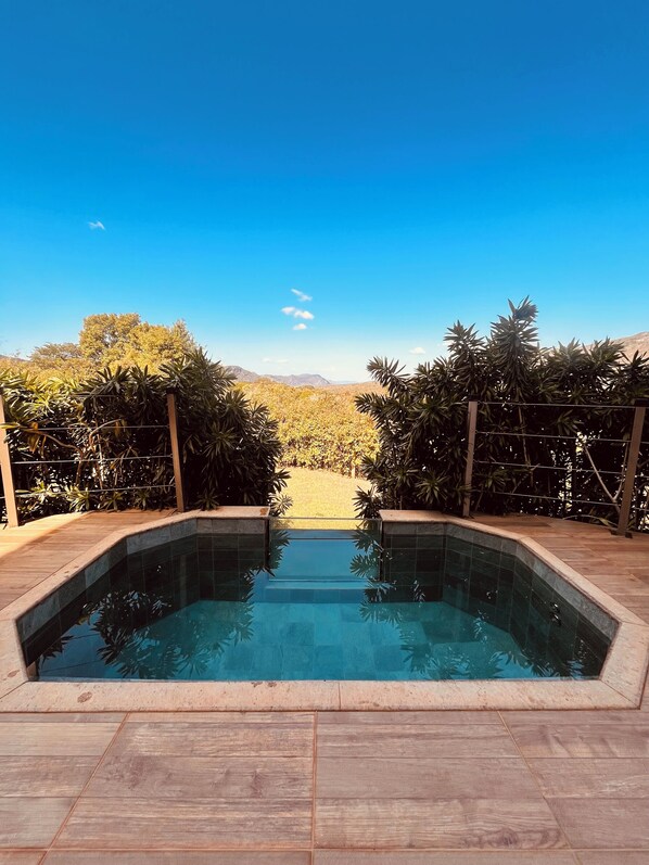 Deluxe-Haus, 2 Schlafzimmer, eigener Pool, Bergblick | Wohnbereich