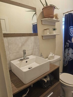 Shower, towels, soap, toilet paper - 1 bedroom  within  house with shared amenities in Christ Church  Barbados  (Christ Church)
