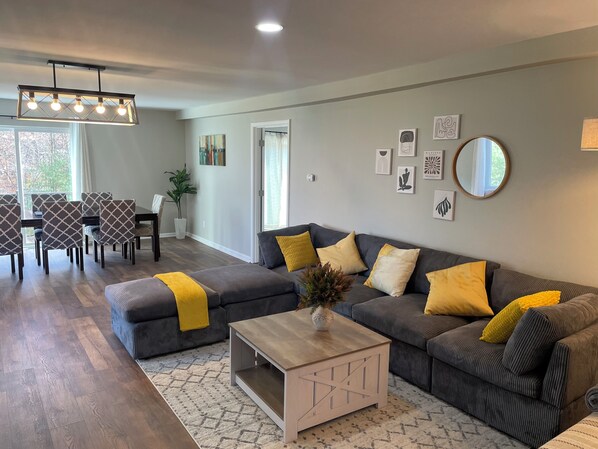 Smart TV, fireplace, table football, ping pong