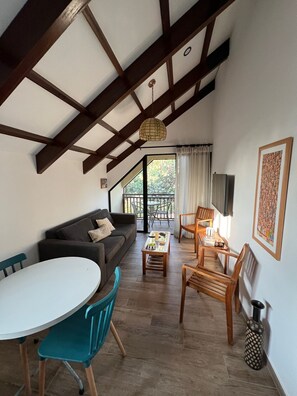 Smart TV, fireplace, ping pong, books