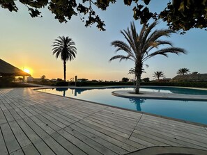 Outdoor pool - Charming 2-bedroom cottage in Warm Chincha with WiFi and Pool (Chincha Baja)