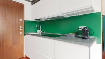 Kühlschrank, Mikrowelle, Herdplatte, Geschirrspüler