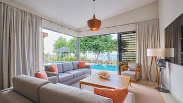 Luxury Villa, Private Pool, Beach View | Living area