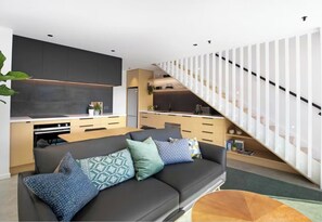 Apartment, Patio, Mountain View | Living area