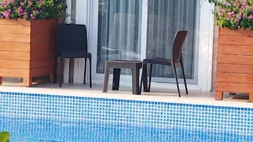 Classic Double Room, Balcony, Pool View | Blackout drapes, soundproofing, iron/ironing board, free WiFi
