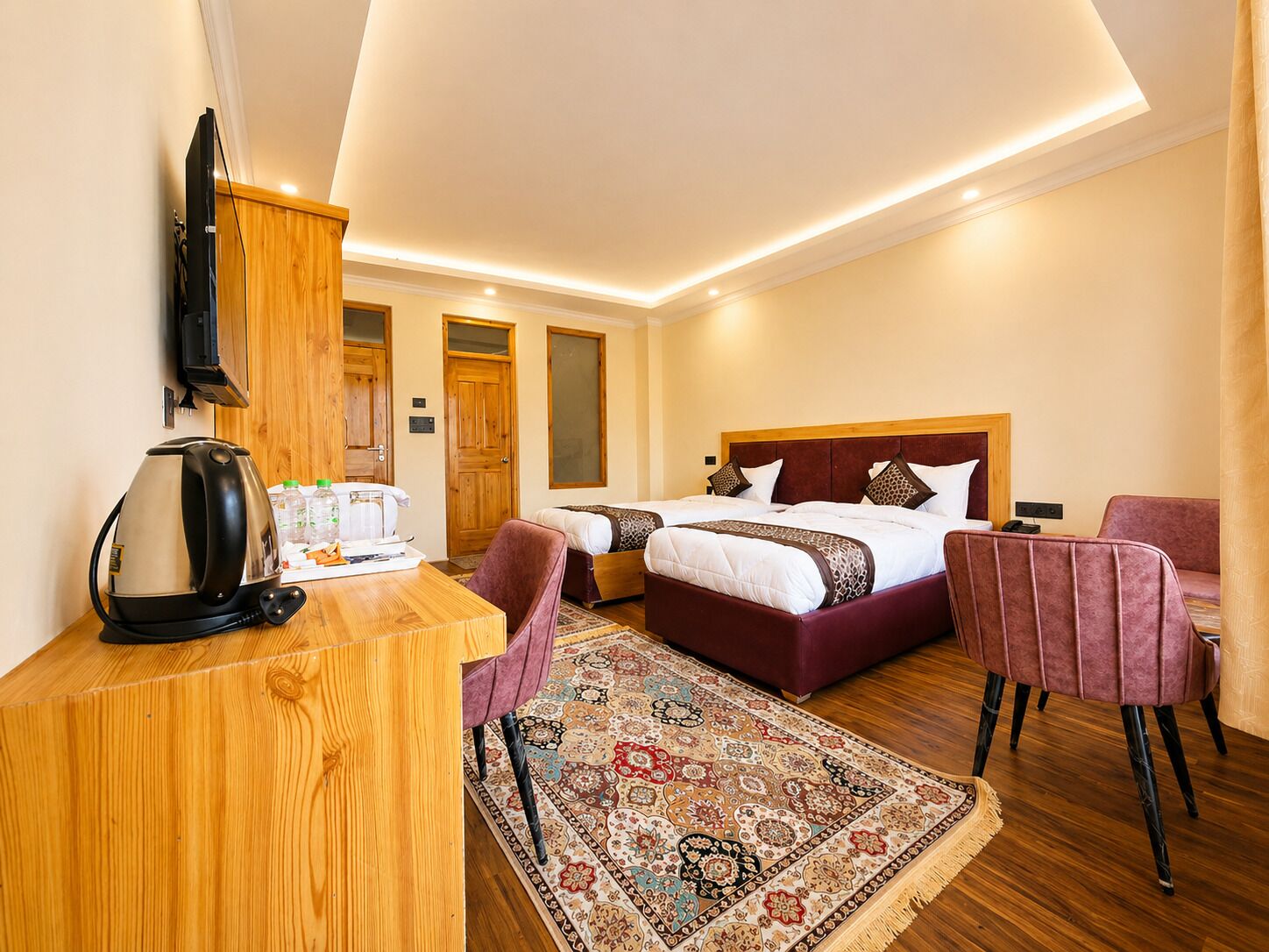 In-room safe, desk, laptop workspace, blackout curtains