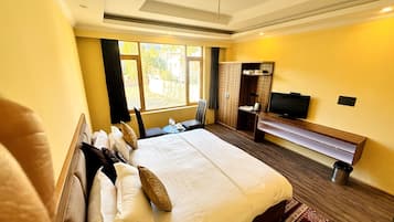 In-room safe, desk, laptop workspace, blackout curtains