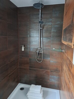 Ducha, secador de pelo, toallas