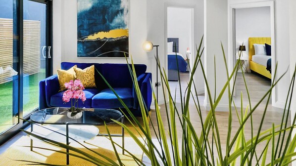 2 bedrooms, desk, iron/ironing board, travel crib