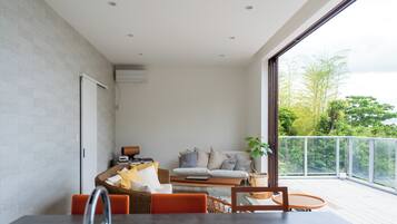 40-inch LCD TV with cable channels, books, music library