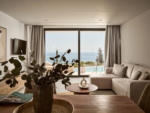 Deluxe Suite | Living area | TV - The Sall Suites Complex B - Sea Views (Zakynthos)