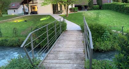 Chalet cottage Le Lison 4 rooms Franche Comté very quiet river animals accepted