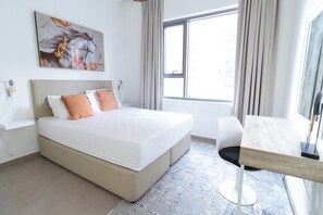 公寓, 陽台, 城市景觀 | 1 間臥室、遮光布/窗簾、熨斗/熨衣板、免費無線上網