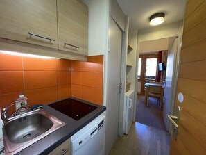 Fridge, microwave, dishwasher
