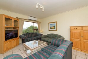 Villa – basic, terrasse, hageutsikt | Oppholdsområde | En 40-tommers LCD-TV med kabel-kanaler