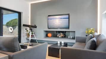 TV, fireplace