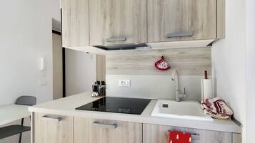 Frigorífico, microondas, placa de cocina y lavavajillas