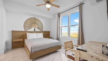 2 bedrooms, desk, iron/ironing board, travel crib