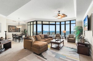 Signature Condo, 3 Bedrooms, Kitchen, Beach View | Living room | 55-inch Smart TV with cable channels