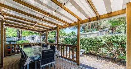 Mobilheim Gastes Landes mit Pool, Privater Terrasse und Klimaanlage – Ideal für Familien