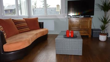 Fernseher, Kamin, BĂŒcher, Computerbildschirme