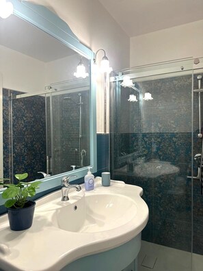 Regadera, secadora de cabello, bidet, toallas