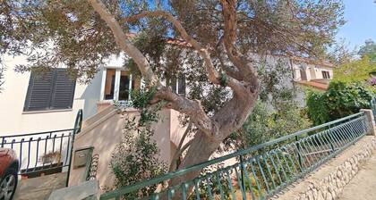 Apartment Luciana 2 in Mali Lošinj, ideal für vier Personen. Es besteht aus zwei Schlafzimmern, Badezimmer, Esszimmer, Küche und Terrasse. Der Parkplatz befindet sich vor dem Haus.