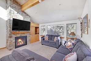TV, fireplace