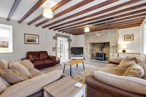 Smart TV y chimenea 