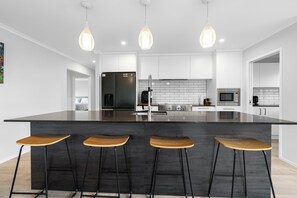 Fridge, microwave, dishwasher, coffee/tea maker