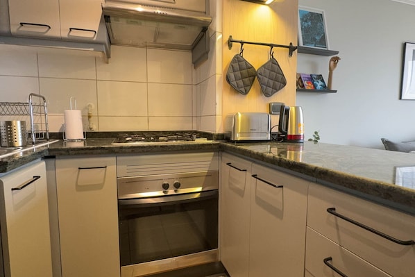 Basic Apartment | Private kitchen | Microwave, stovetop, cookware/dishes/utensils