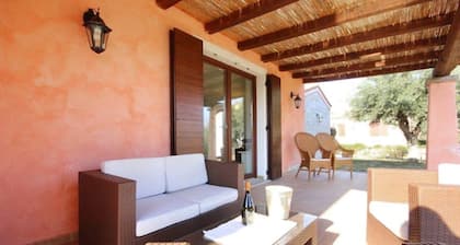 Delightful air-conditioned villa of approximately 135 m2 composed of a living room with sofas and satellite TV, kitchenette with gas stove, fridge, oven, dishwasher and microwave.Washing machine outside with clothesline.Two double bedrooms and a bedroom