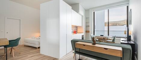 Desk, iron/ironing board, internet, bed sheets