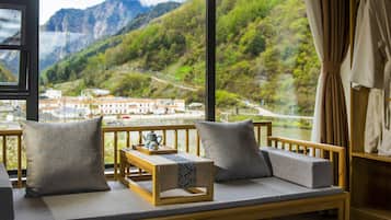Habitación Deluxe doble, vistas al lago | Zona de estar | Juguetes