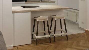 Apartment | Private kitchen | Fridge, microwave, oven, stovetop