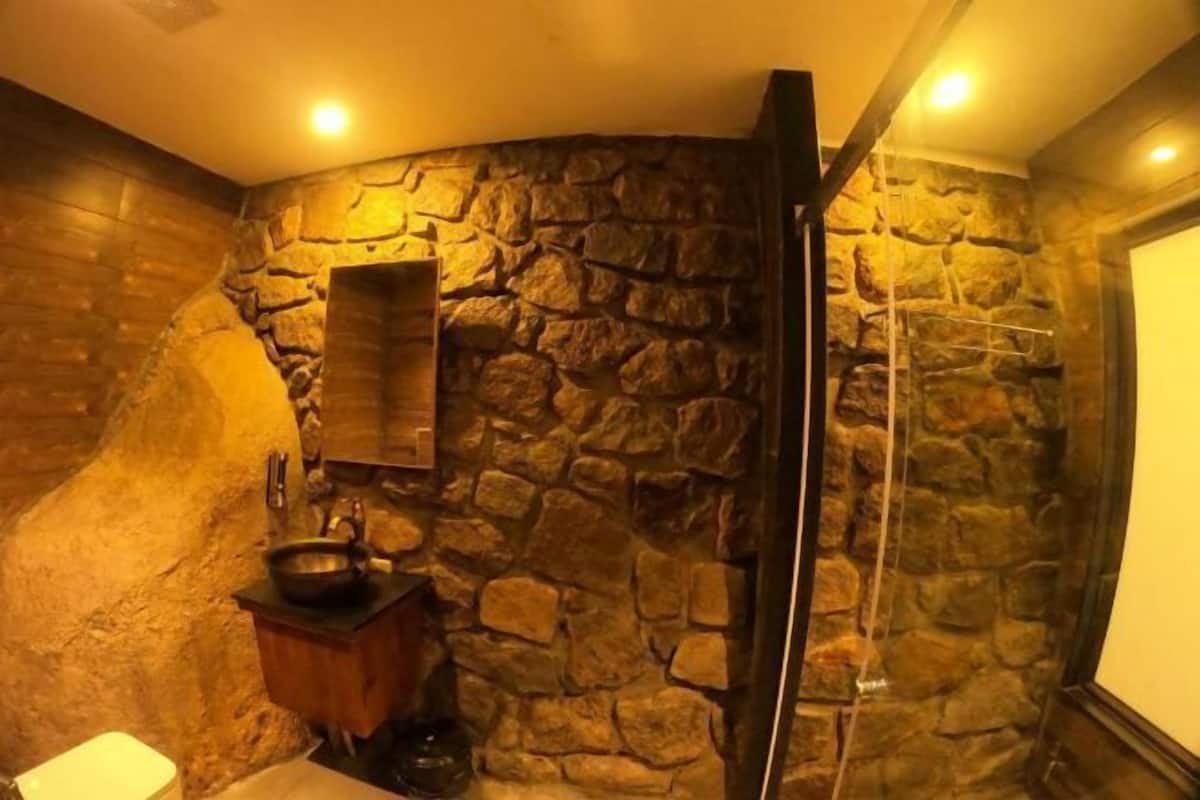 Bathroom | Shower, slippers, towels, soap