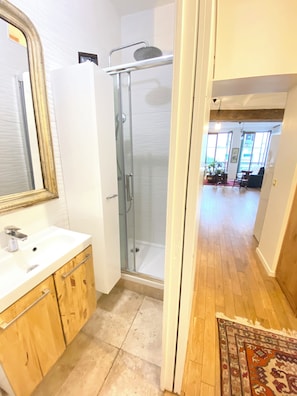 Shower, hair dryer, towels, soap - Beautiful 2-bedroom flat in the heart of Paris. FREE PARKING. (Paris)