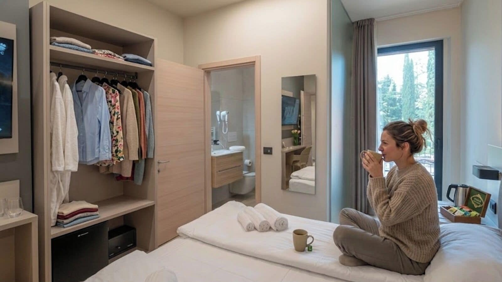 Camera Doppia Deluxe con balcone | Ropa de cama de alta calidad y edredones de plumas