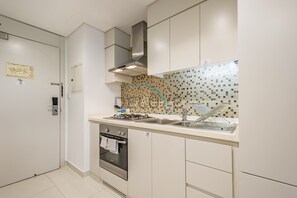 Fridge, microwave, oven, toaster